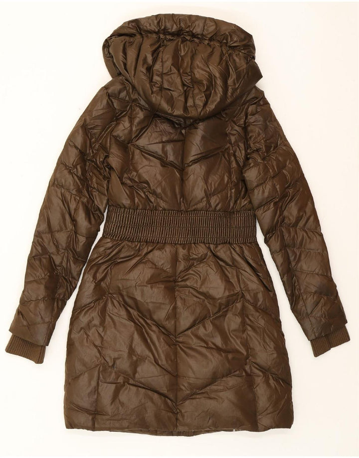 FRENCH CONNECTION Womens Hooded Padded Coat UK 10 Small Brown Polyester