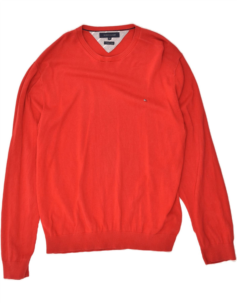 TOMMY HILFIGER Mens Crew Neck Jumper Sweater 2XL Red Cotton | Vintage Tommy Hilfiger | Thrift | Second-Hand Tommy Hilfiger | Used Clothing | Messina Hembry 