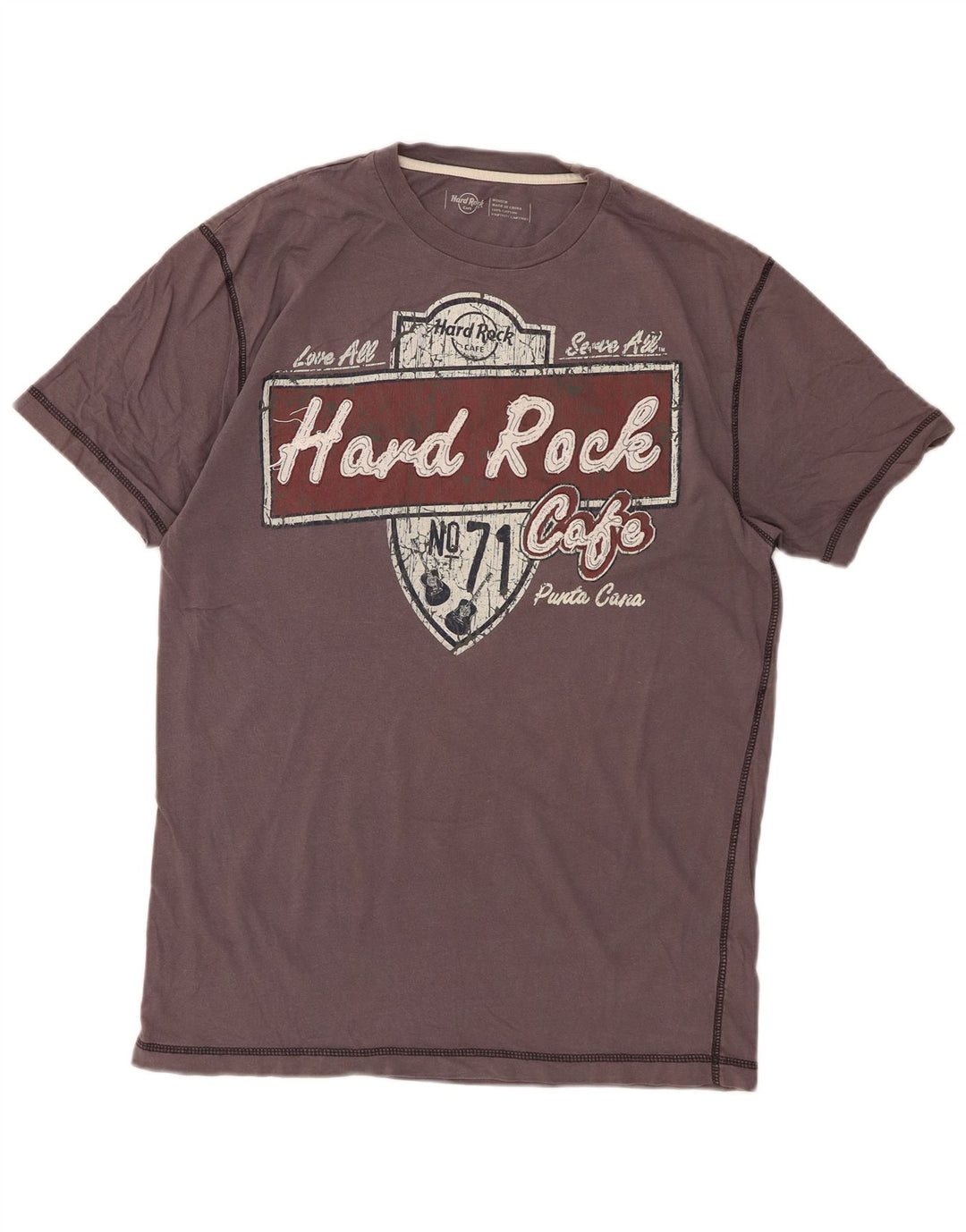 HARD ROCK CAFE Mens Punta Cana Graphic T-Shirt Top Medium Grey Cotton