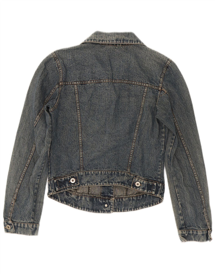 Vintage Womens Crop Denim Jacket UK 4 XS Blue