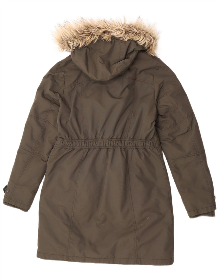 Fat Face Womens Hooded Padded Coat UK 12 Medium Khaki Nylon