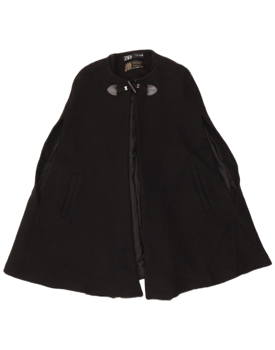 Zara Womens Cape Coat UK 12 Medium Black