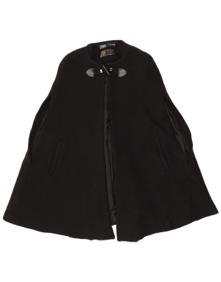 Zara Womens Cape Coat UK 12 Medium Black