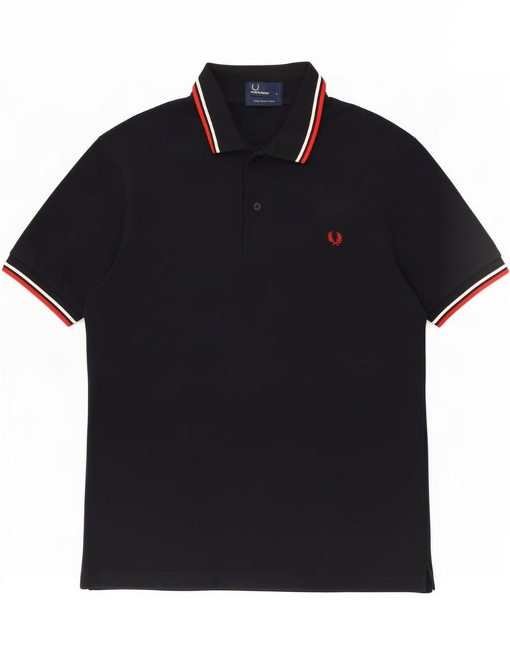 Fred Perry Mens Polo Shirt Large Navy Blue Cotton