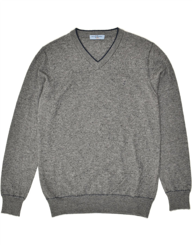 HARMONT & BLAINE Mens V-Neck Jumper Sweater Medium Grey Wool | Vintage Harmont & Blaine | Thrift | Second-Hand Harmont & Blaine | Used Clothing | Messina Hembry 