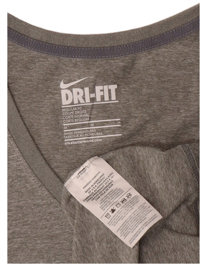 NIKE Womens T-Shirt Top UK 14 Medium Grey Polyester