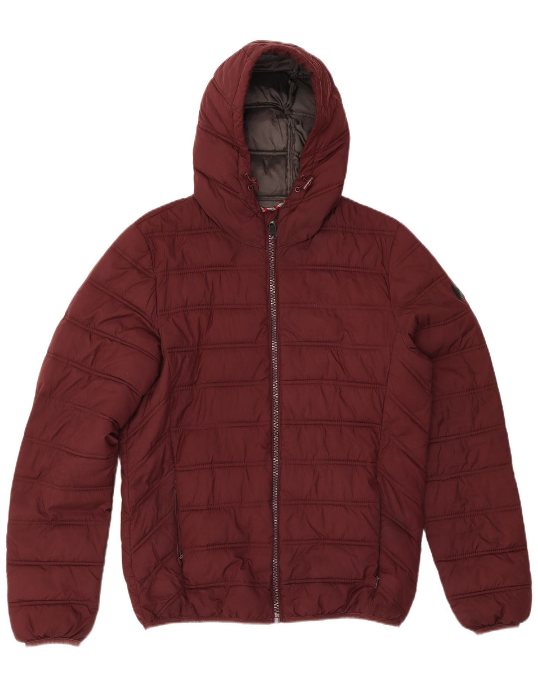 Liu Jo Mens Hooded Padded Jacket UK 38 Medium Burgundy Polyester