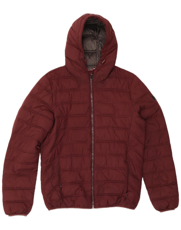 Liu Jo Mens Hooded Padded Jacket UK 38 Medium Burgundy Polyester