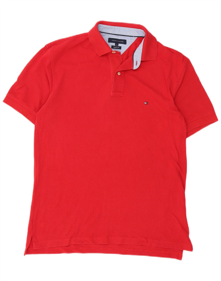 Tommy Hilfiger Mens Regular Fit Polo Shirt Large Red Cotton