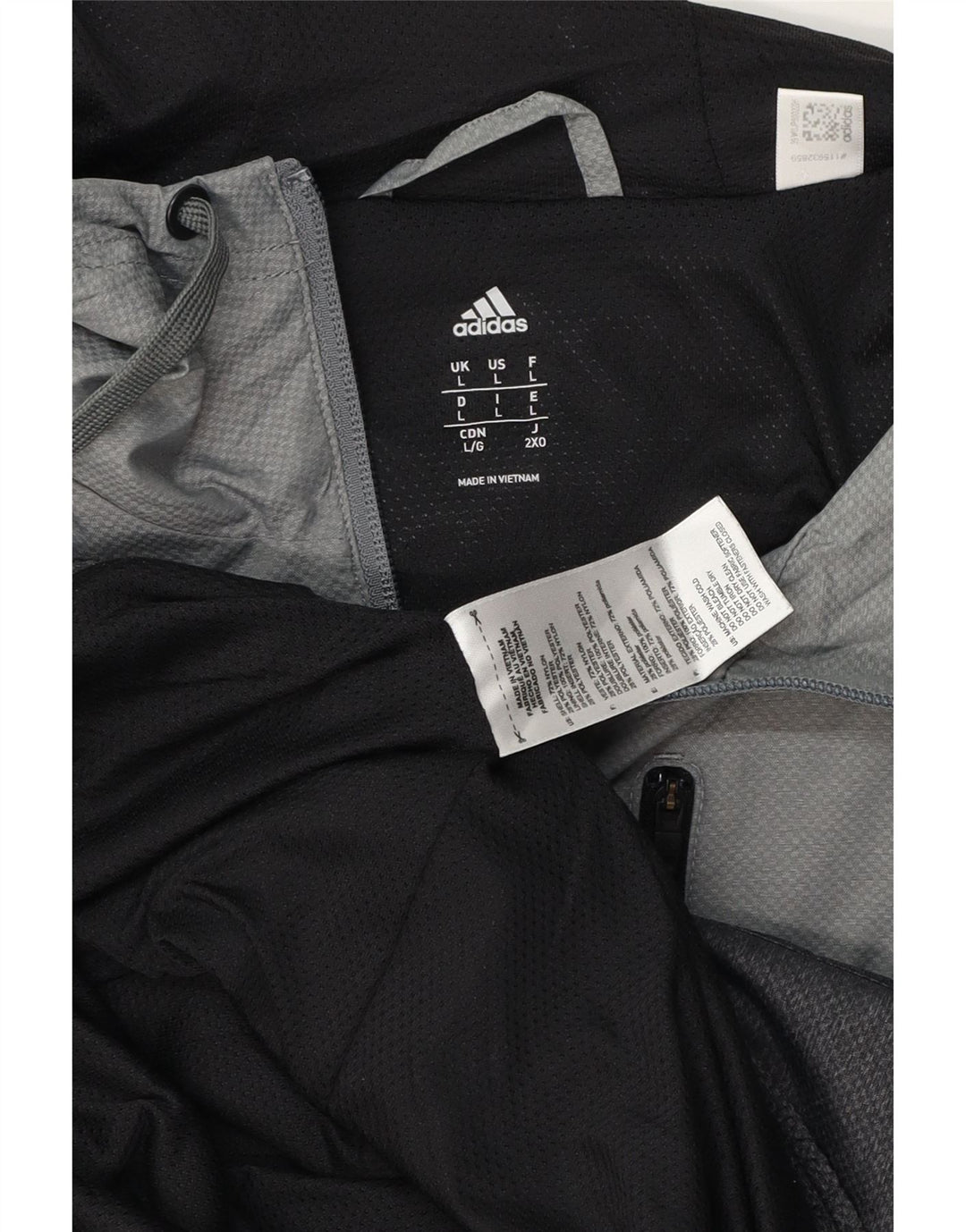 ADIDAS Mens Hooded Tracksuit Top Jacket Large Grey Colourblock Nylon