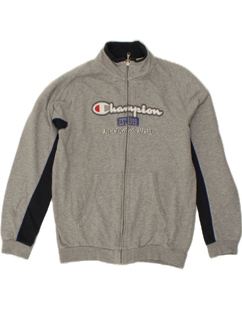 CHAMPION Boys Graphic Tracksuit Top Jacket 13-14 Years Grey Colourblock | Vintage Champion | Thrift | Second-Hand Champion | Used Clothing | Messina Hembry 