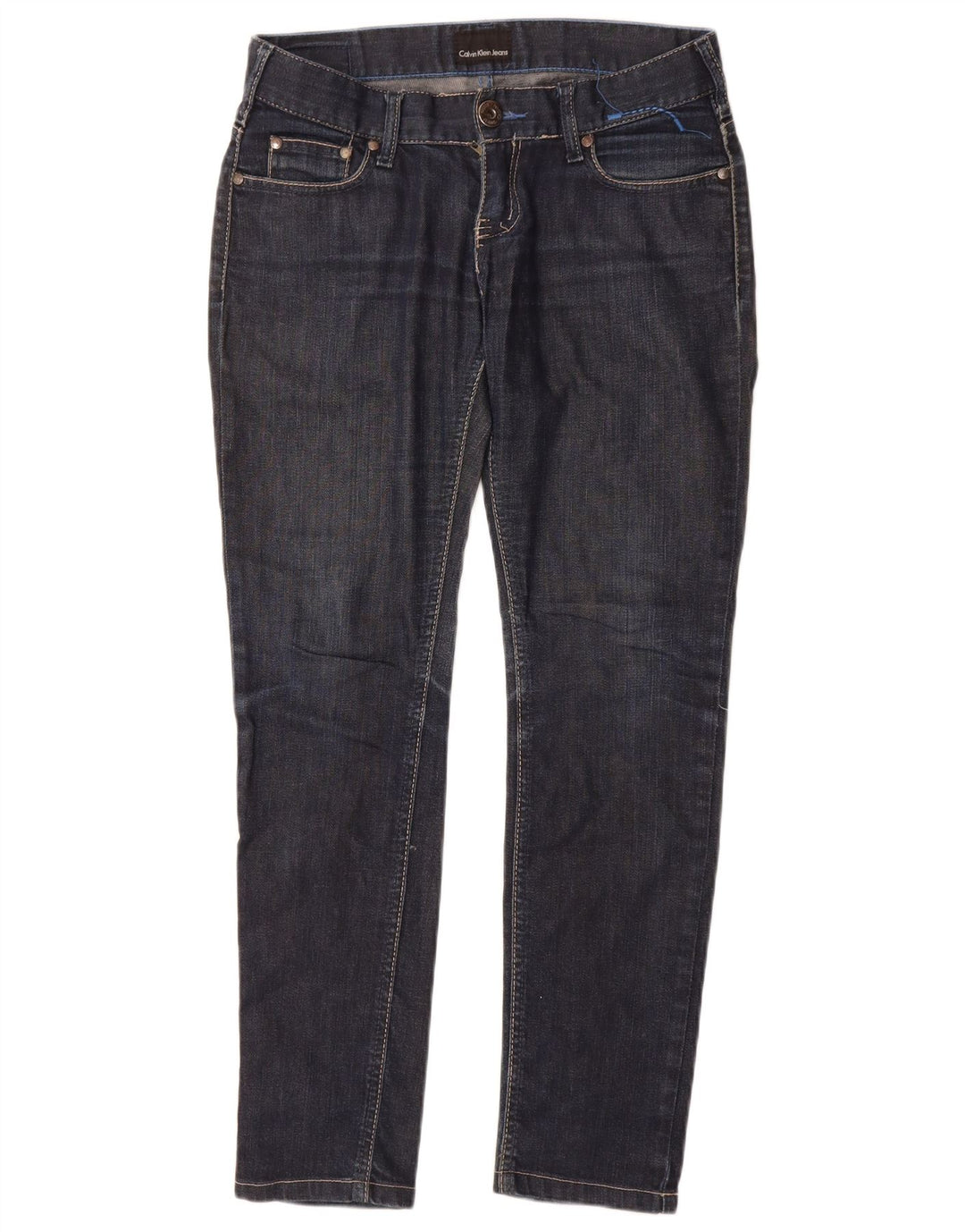 Calvin Klein Womens Slim Jeans W27 L29 Navy Blue Cotton