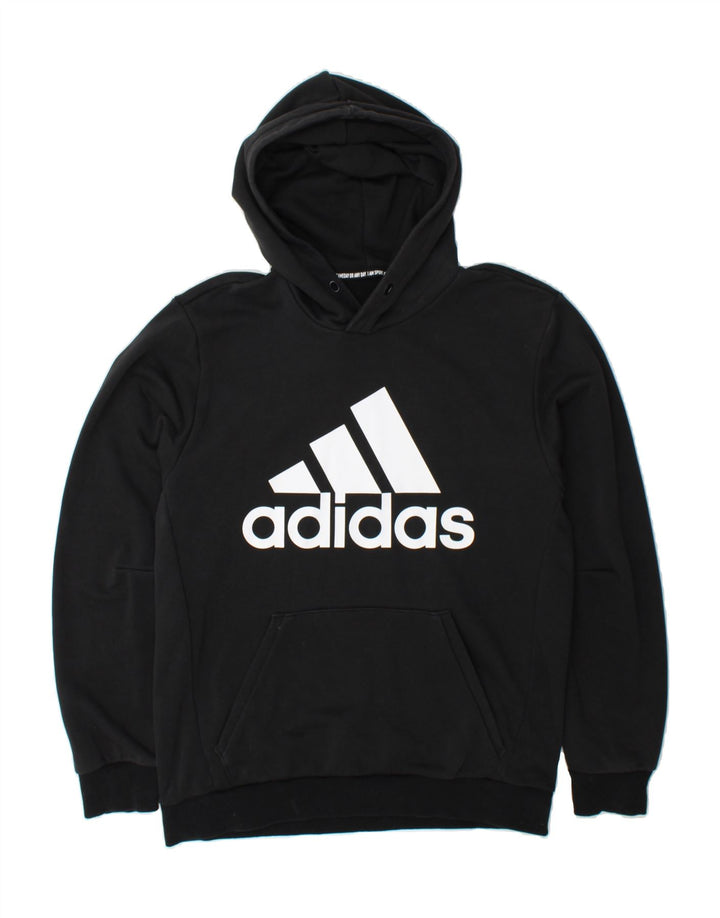 ADIDAS Mens Graphic Hoodie Jumper Medium Black Cotton Vintage Adidas and Second-Hand Adidas from Messina Hembry 