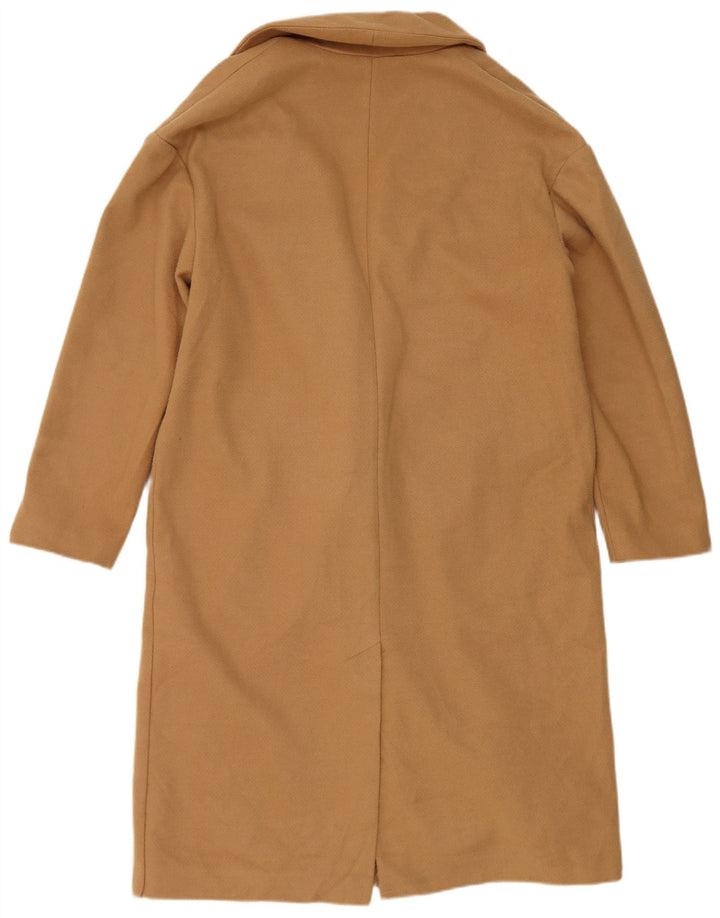 Topshop Womens Double Breasted Coat UK 12 Medium Beige Polyester