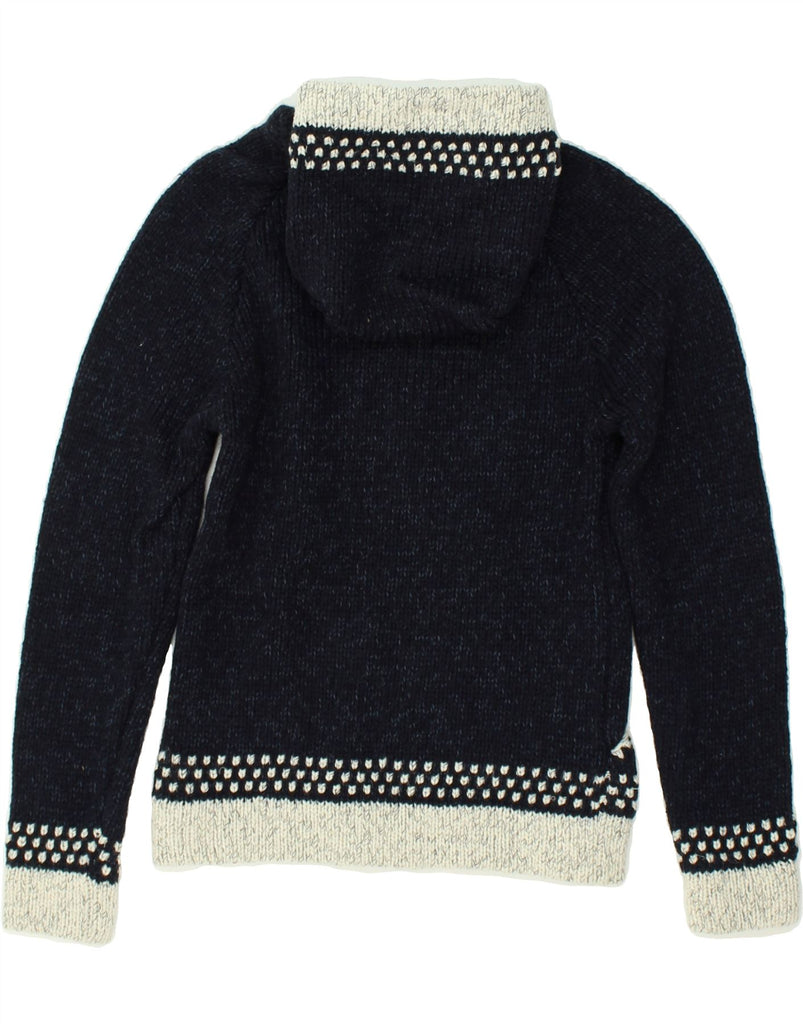 VINTAGE Womens Hooded Cardigan Sweater UK 12 Medium Navy Blue Flecked | Vintage Vintage | Thrift | Second-Hand Vintage | Used Clothing | Messina Hembry 