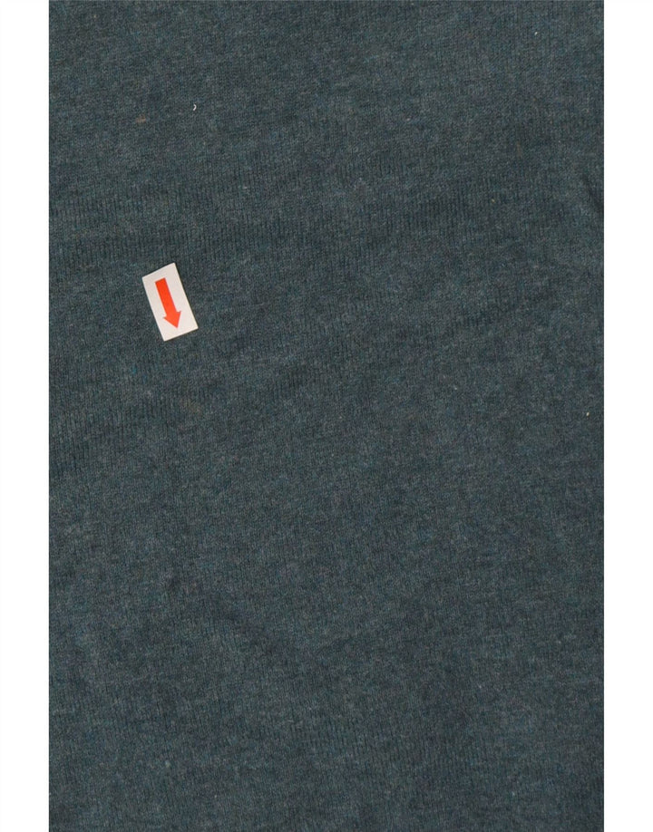 Marks & Spencer Mens Polo Neck Jumper Sweater Large Blue Flecked Cotton