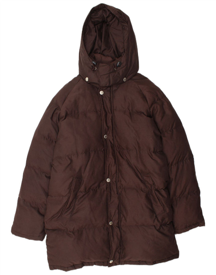 Sergio Tacchini Mens Hooded Padded Coat UK 42 XL Brown Polyester