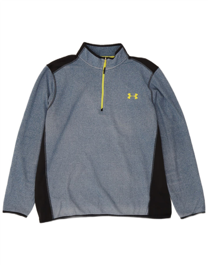 Under Armour Mens Zip Neck Sweatshirt Jumper XL Blue Colourblock Polyester