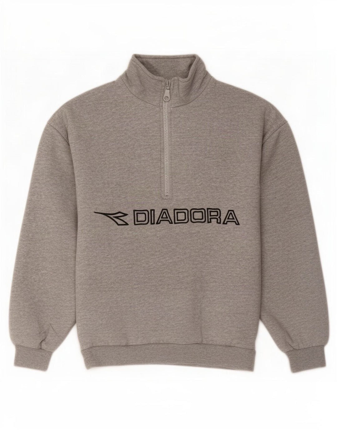 Diadora Mens Graphic Zip Neck Sweatshirt Jumper Small Grey Cotton