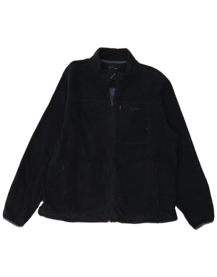 L.L.Bean Mens Fleece Jacket UK 40 Large Navy Blue Polyester