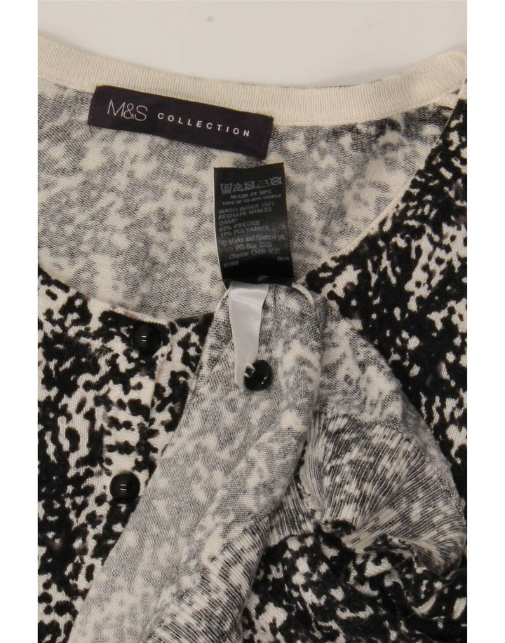 Marks & Spencer Womens Abstract Pattern Cardigan Sweater UK 16 Large Black