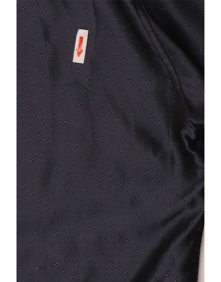 Equivoco Mens Shirt Size 15 3/4 Medium Navy Blue Spotted Acetate