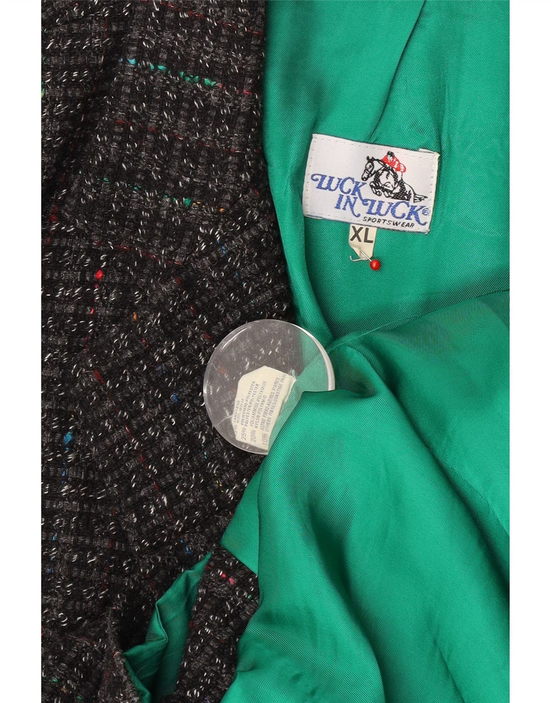 Luck in Luck Mens 3 Button Blazer Jacket UK 42 XL Grey Flecked Wool