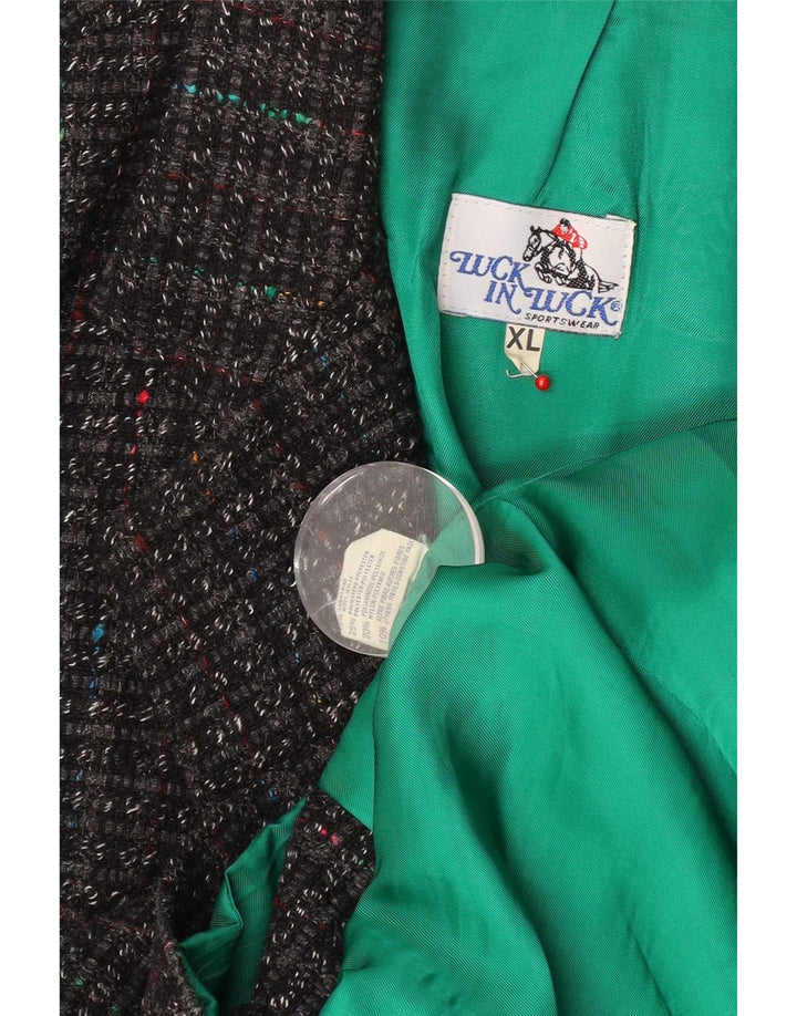 Luck in Luck Mens 3 Button Blazer Jacket UK 42 XL Grey Flecked Wool