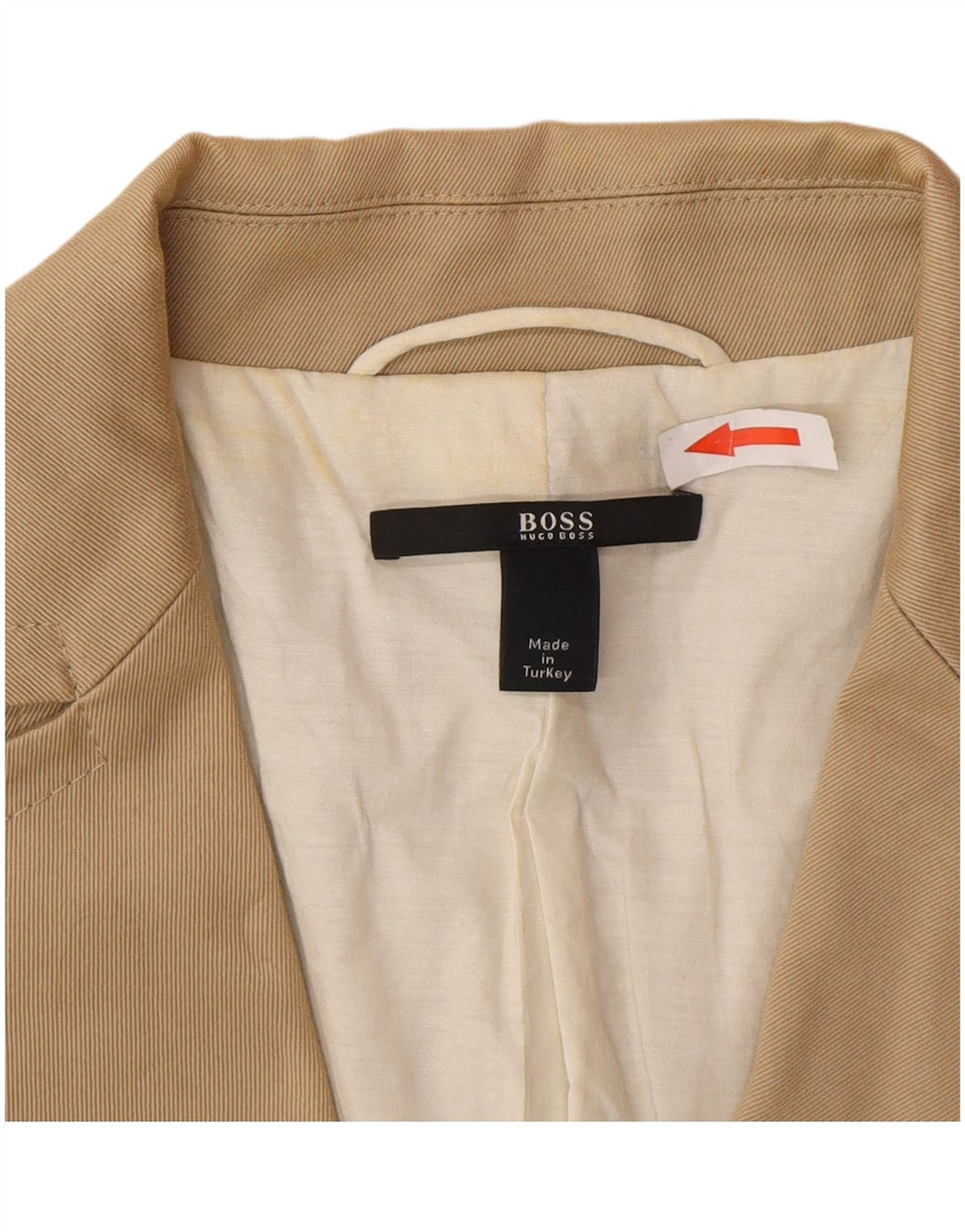 Hugo Boss Womens 3 Button Blazer Jacket UK 10 Small Beige Cotton Classic