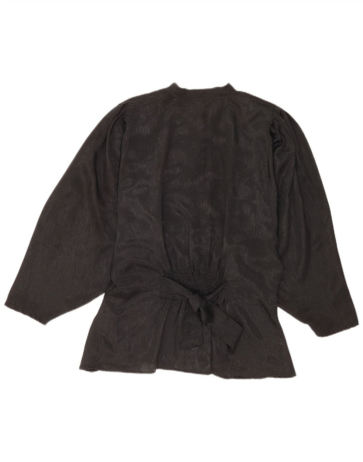 Fascino Womens Shirt Blouse UK 14 Medium Black Animal Print Polyester