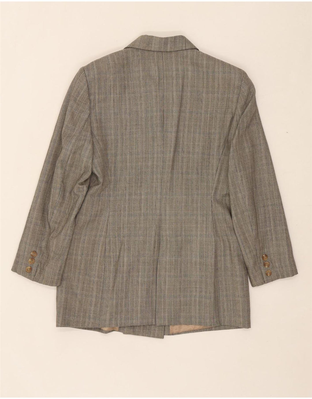 STEFANEL Womens Double Breasted Blazer Jacket EU 40 Medium Grey Check Wool Vintage Stefanel and Second-Hand Stefanel from Messina Hembry 