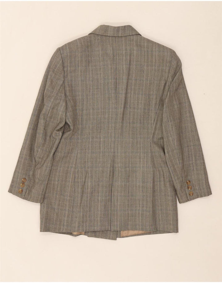 STEFANEL Womens Double Breasted Blazer Jacket EU 40 Medium Grey Check Wool Vintage Stefanel and Second-Hand Stefanel from Messina Hembry 