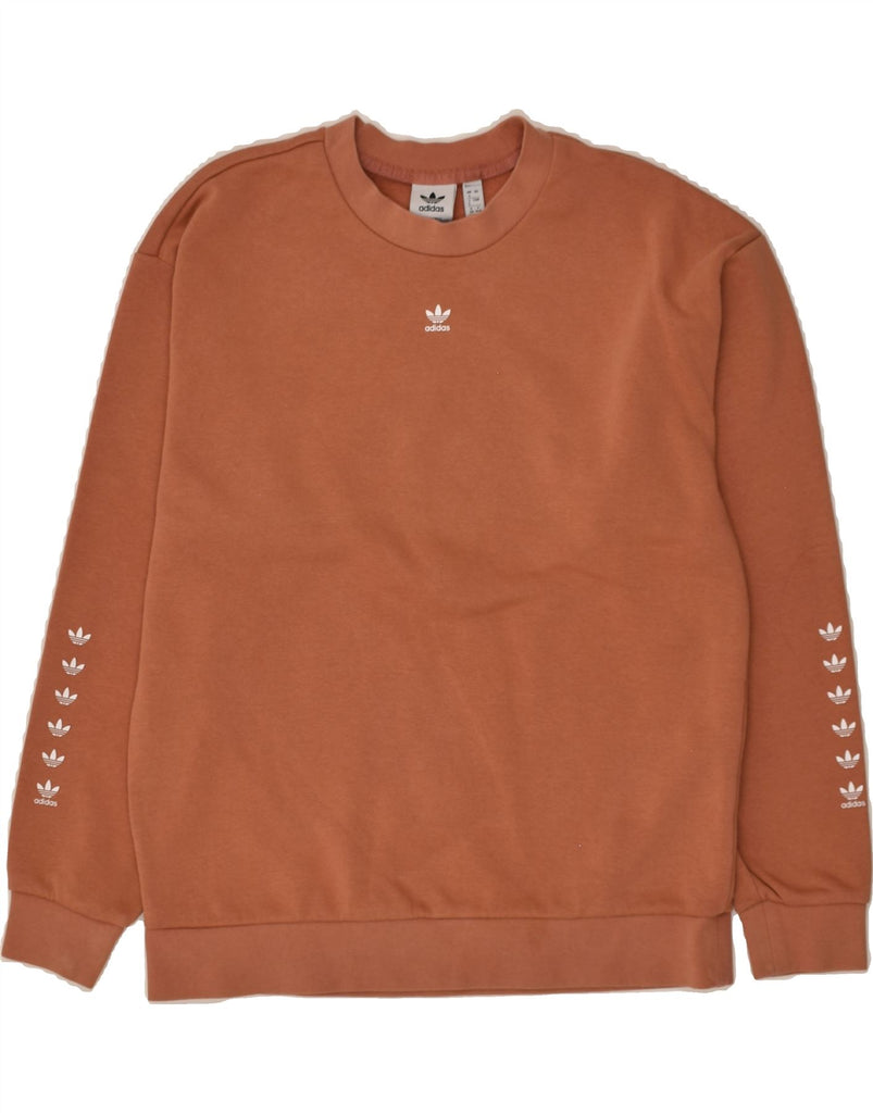 ADIDAS Womens Graphic Sweatshirt Jumper UK 4 XS Brown Cotton | Vintage Adidas | Thrift | Second-Hand Adidas | Used Clothing | Messina Hembry 