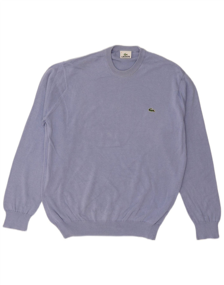 LACOSTE Mens Crew Neck Jumper Sweater Size 5 Large Blue Cotton