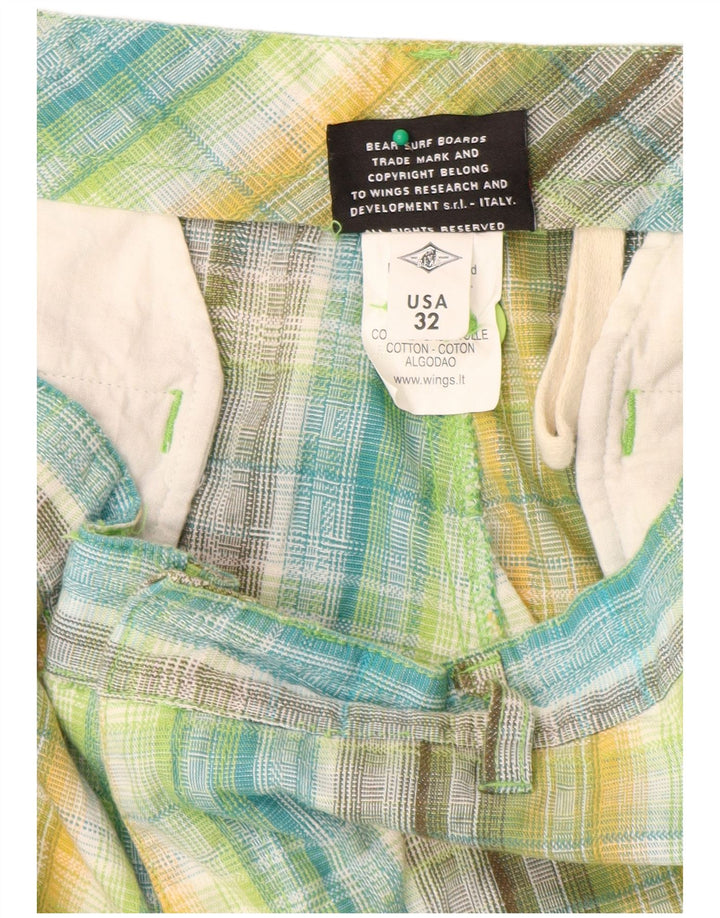 Bear Mens Cargo Shorts W32 Medium Multicoloured Check Cotton