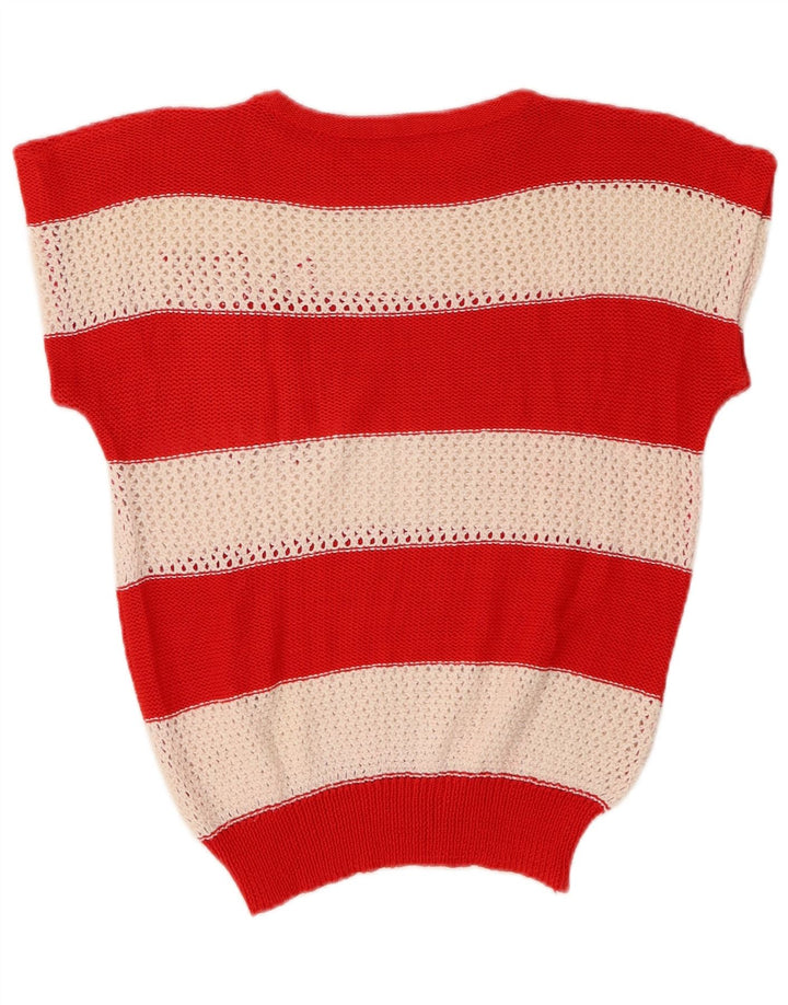 VINTAGE Womens Crop Crew Neck Jumper Sweater UK 14 Medium Multicoloured