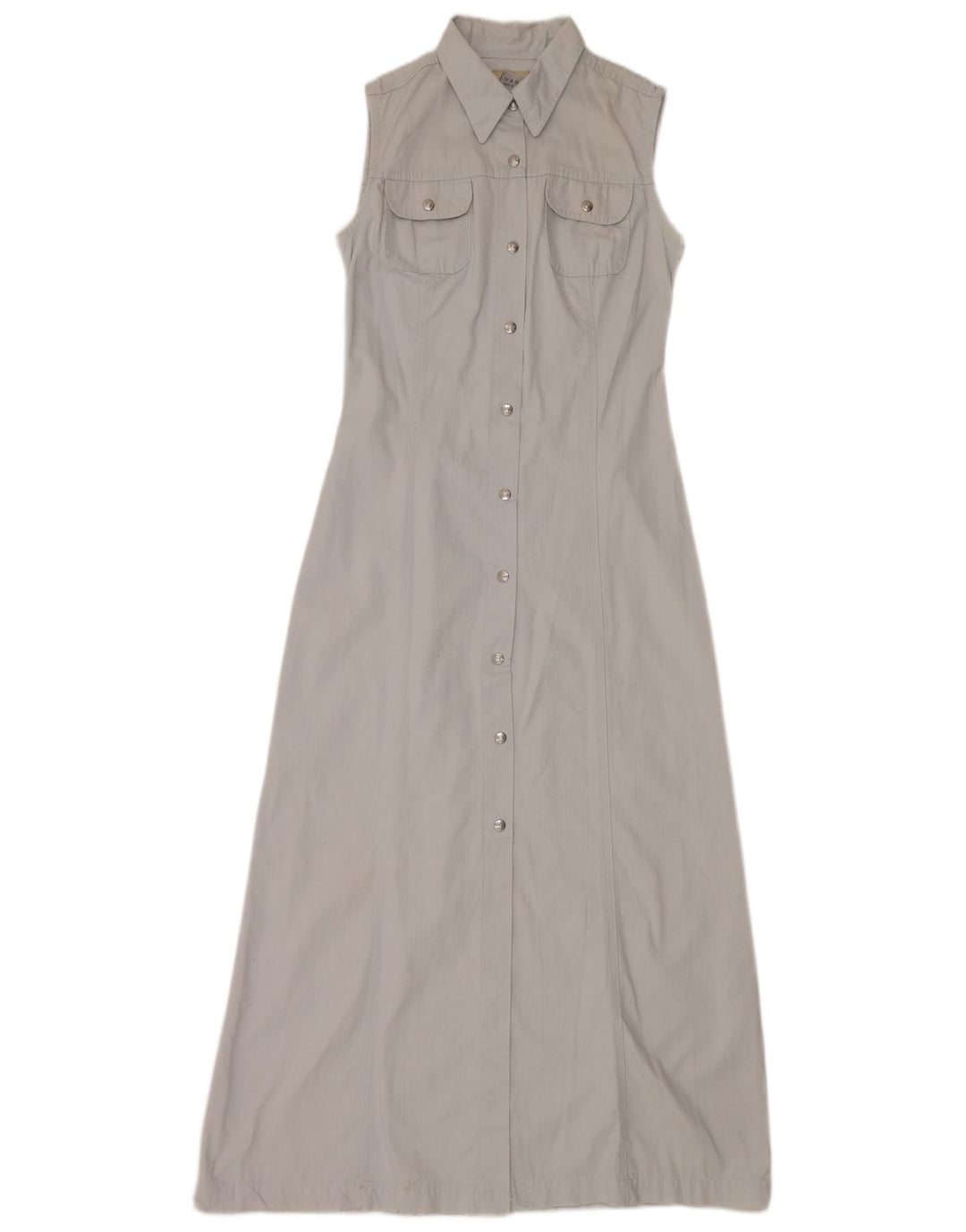Nexos Womens Sleeveless Maxi Shirt Dress UK 12 Medium Grey Cotton