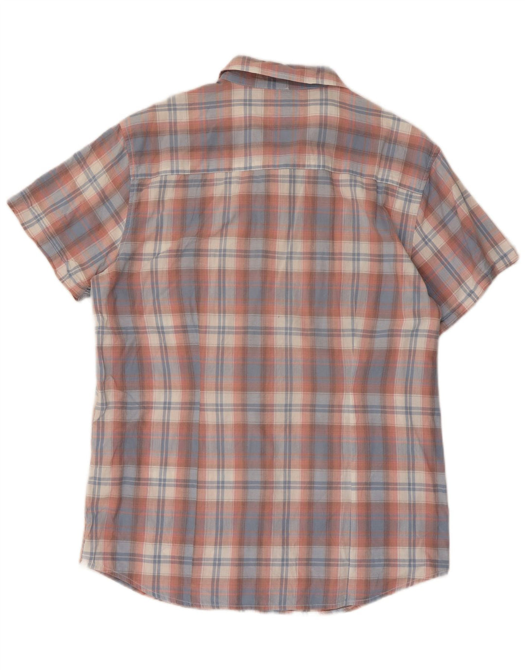 Wrangler Mens Short Sleeve Slim Shirt XL Blue Check Cotton