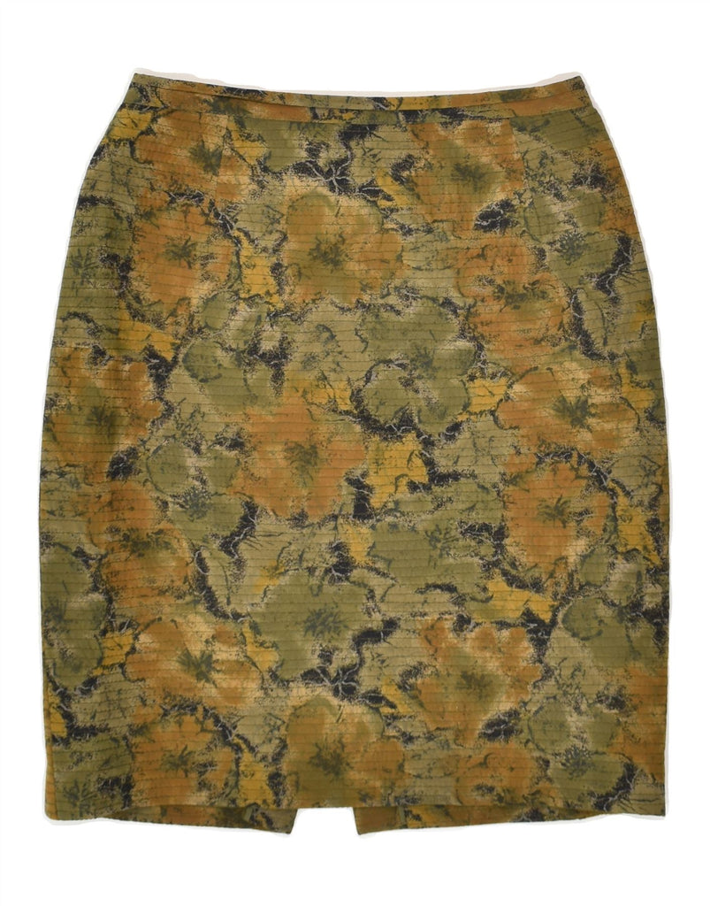 VINTAGE Womens Midi Skirt W26 Small Khaki Floral | Vintage Vintage | Thrift | Second-Hand Vintage | Used Clothing | Messina Hembry 