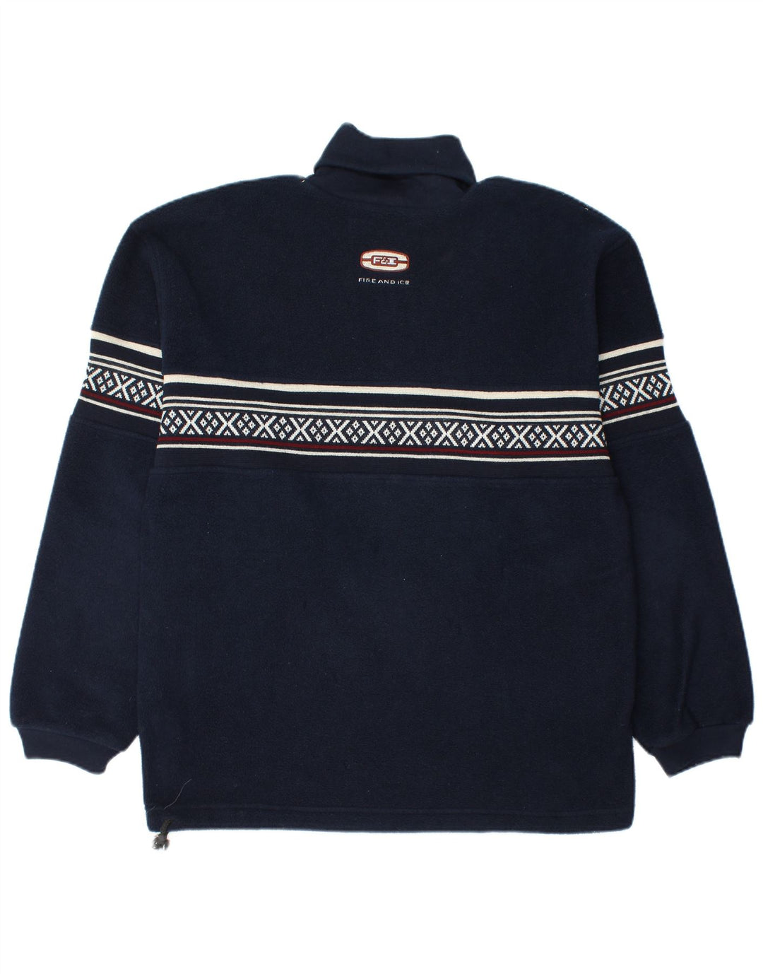 Fire and Ice Mens Fleece Jumper Medium Navy Blue Fair Isle Polyester