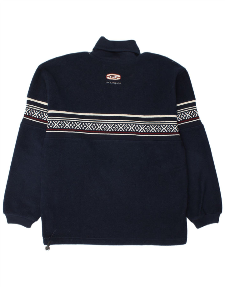 Fire and Ice Mens Fleece Jumper Medium Navy Blue Fair Isle Polyester