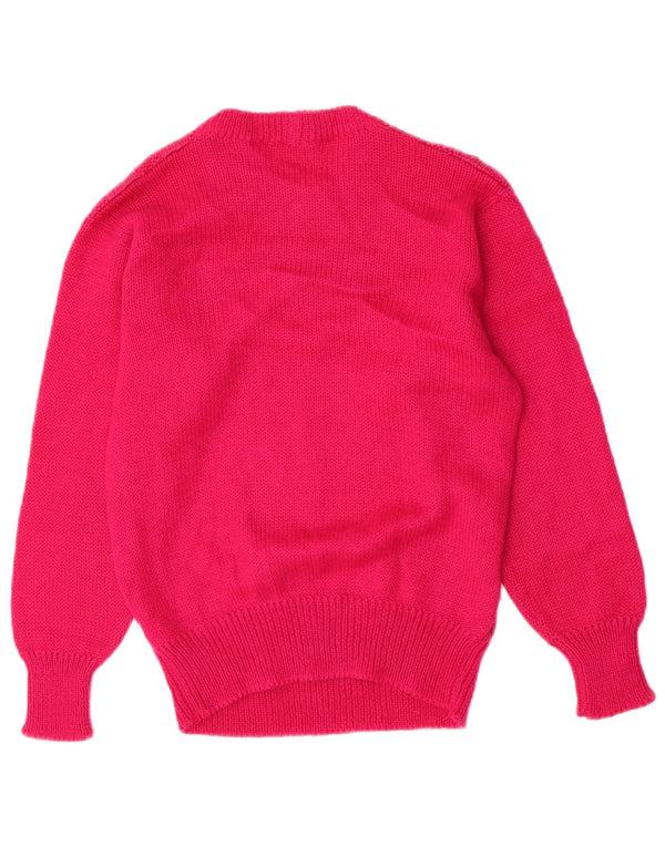 Vintage Womens Crew Neck Jumper Sweater UK 10 Small Pink Striped