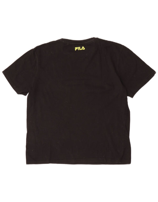 Fila Mens Graphic T-Shirt Top Medium Black Cotton