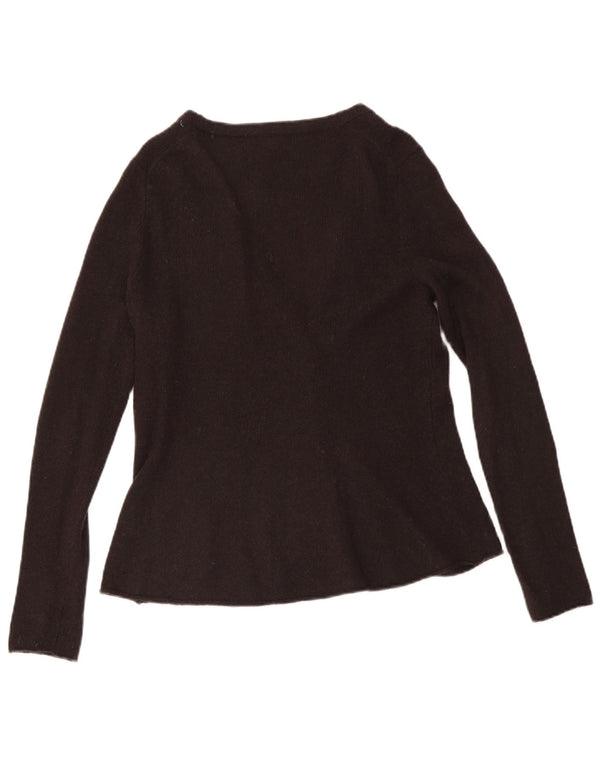 Hobbs Womens Cardigan Sweater UK 14 Medium Brown Lambswool