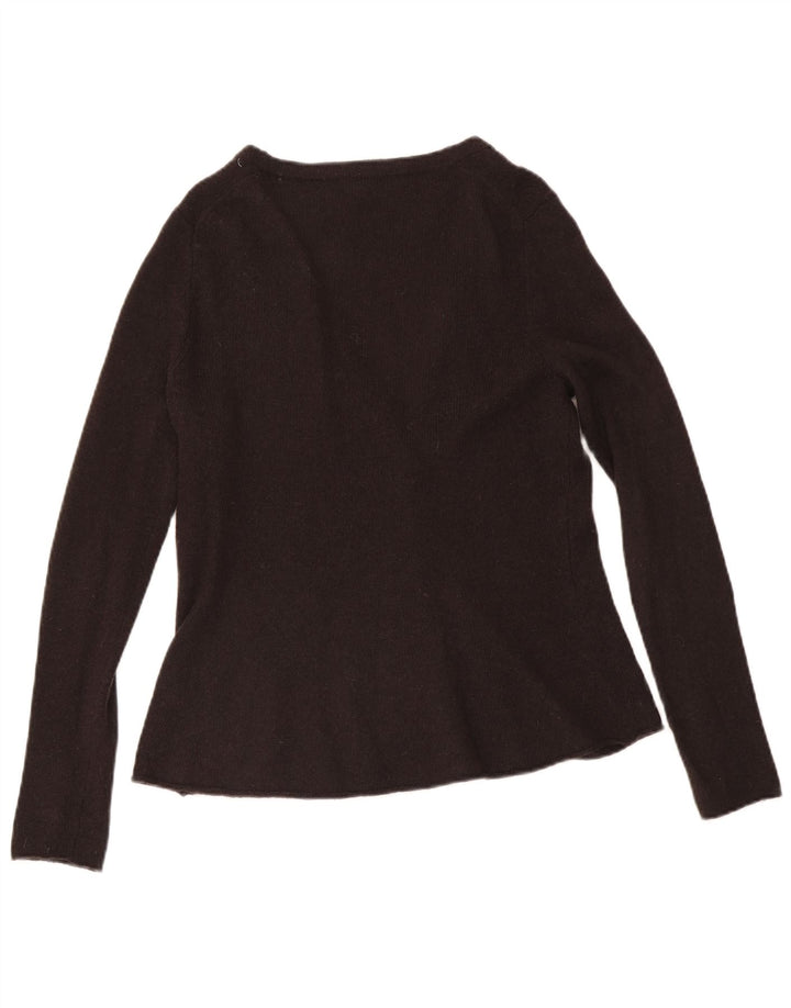 Hobbs Womens Cardigan Sweater UK 14 Medium Brown Lambswool