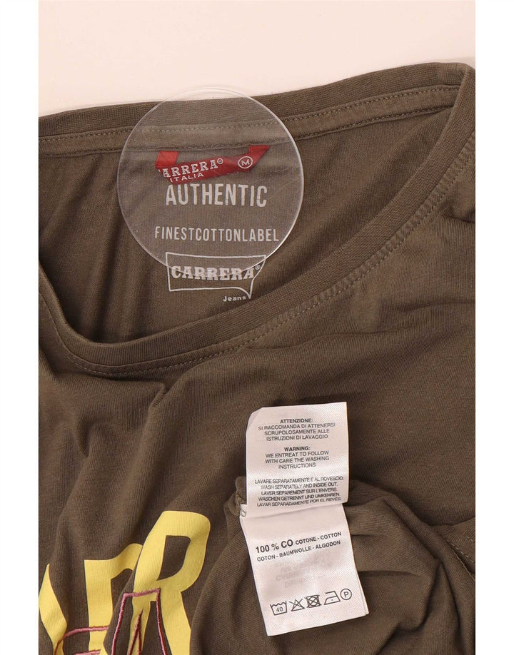 Carrera Mens Graphic T-Shirt Top Medium Khaki Cotton