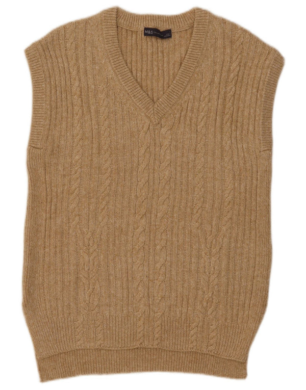 Marks & Spencer Womens Vest Tank Top UK 10 Small Beige Cotton