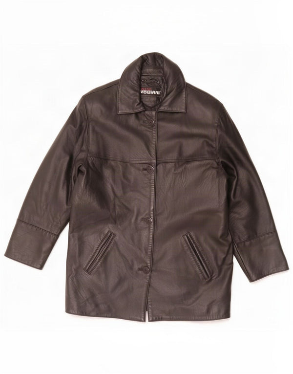 Giorgio Mobiani Womens Oversized Leather Jacket UK 10 Small Black