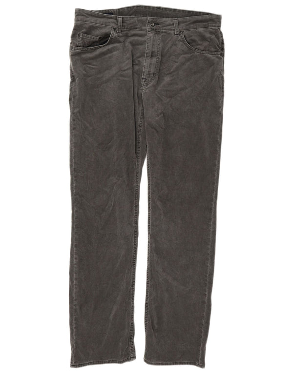 Gant Mens Jason Straight Regular Fit Corduroy Trousers W38 L36 Grey Cotton
