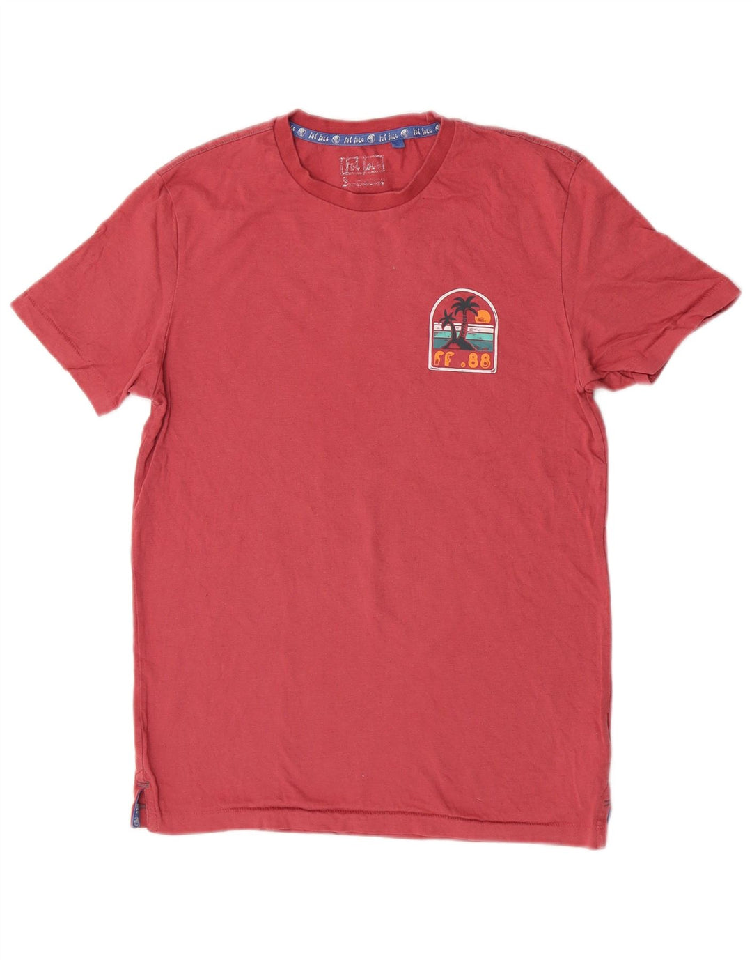 Fat Face Mens Graphic T-Shirt Top Small Pink Cotton Beach